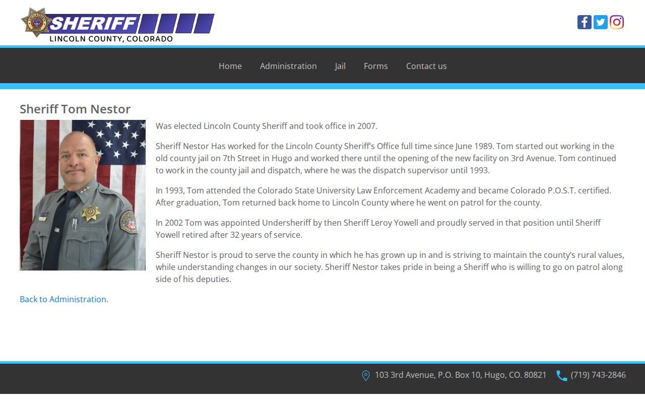 Lincoln County arrest records Sheriff Tom Nestor biography