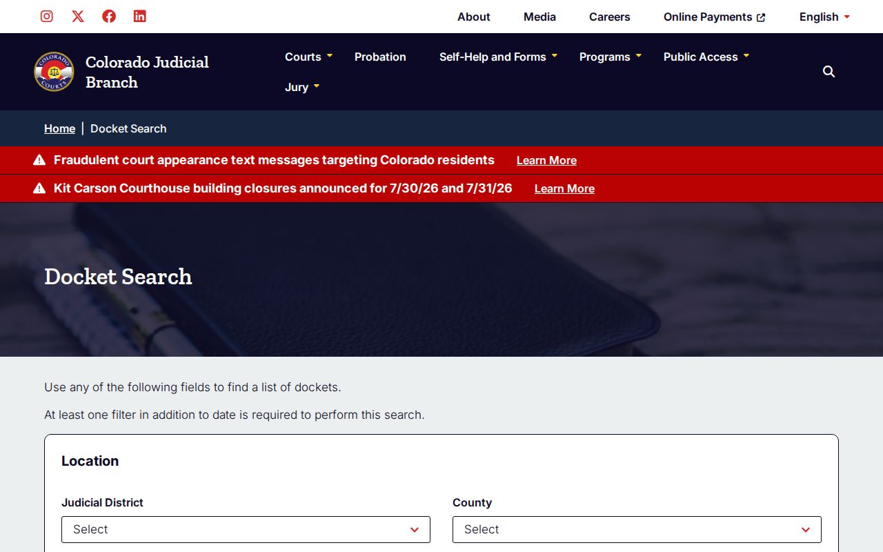 Lincoln County court records Colorado docket search