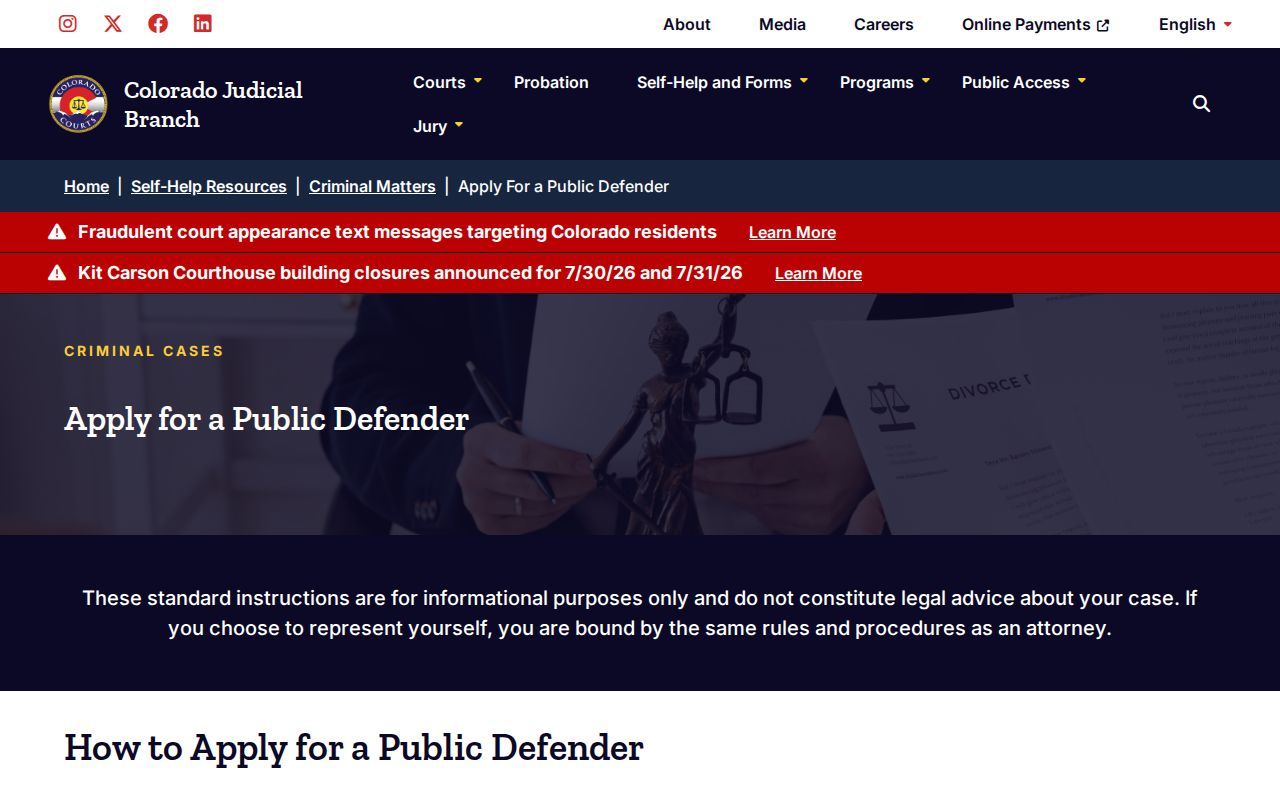 Lincoln County criminal court records public defender application help