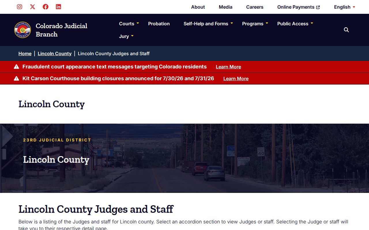 Lincoln County court records judges and staff page