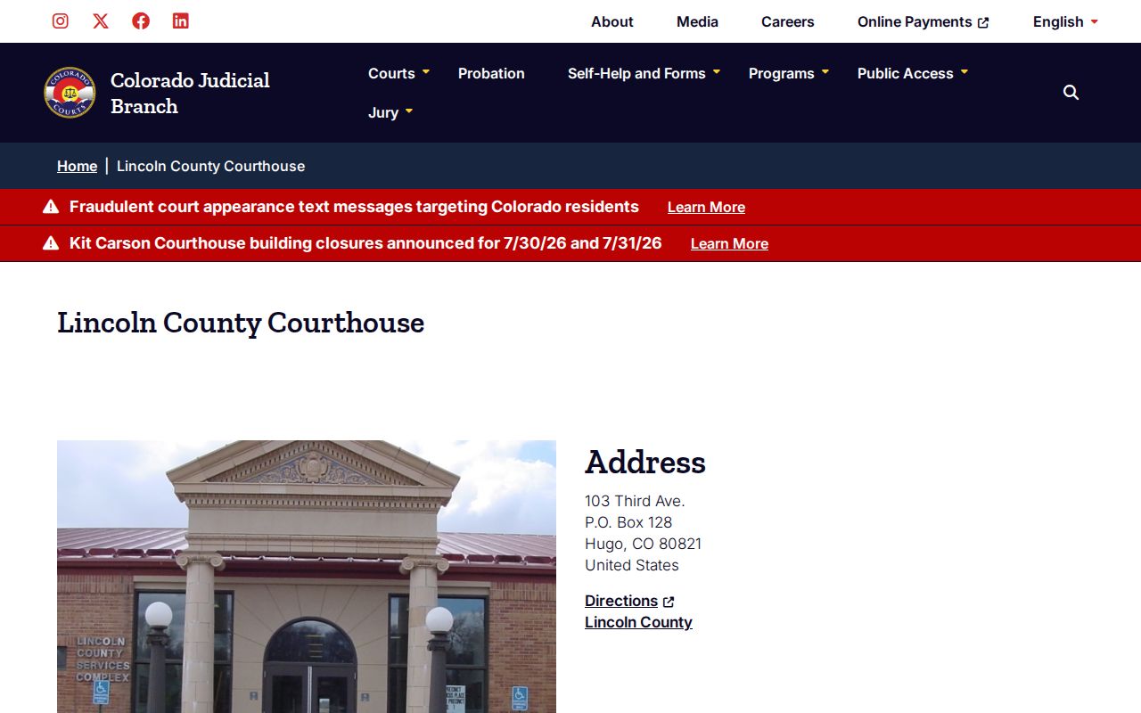 Lincoln County court records courthouse location page